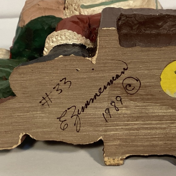 Vintage 1989 Zimmerman collectible Santa with elf, signed. Made in Germany - Picture 7 of 9